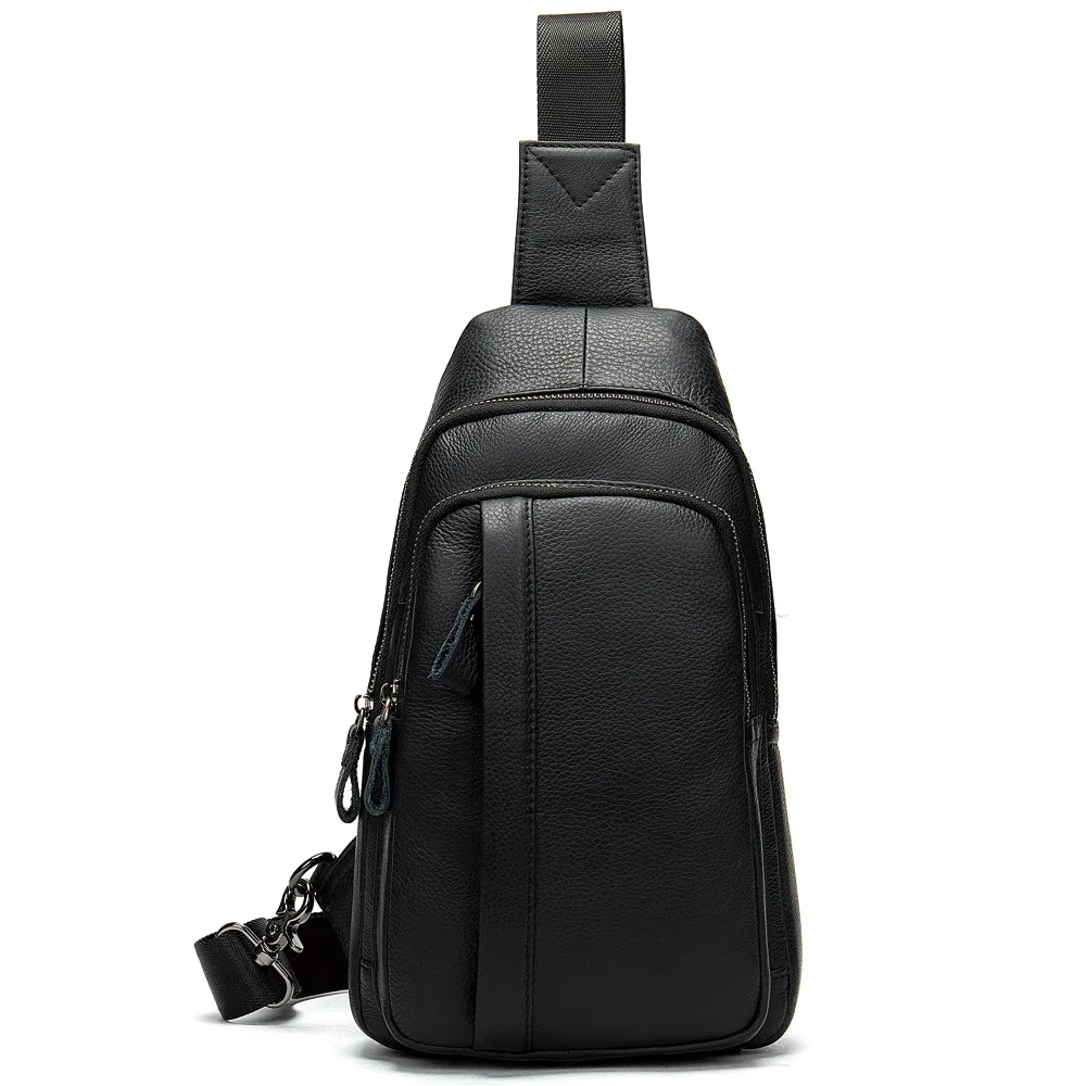 

Korean Style Men's Real-Leather Bag Casual Embossed Leather Chest Bag Full-Grain Leather Outdoor Messenger Bag 707