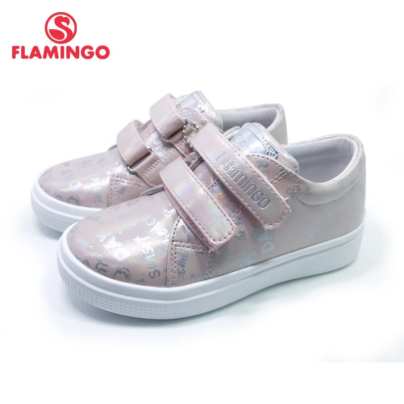 FLAMINGO 2020 Print Spring Genuine Leather Breathable Hook&amp Loop Outdoor sneakers for girl Size 27-33 Free shipping 201P-FD-1858 | Детская