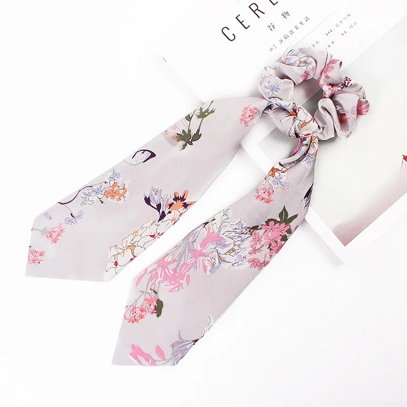 

Hot Soild Ribbon Band For Women Hair Strap fashion Ponytail Scarf Elastic Hair Rope Scrunchies Flower Print Hairbands