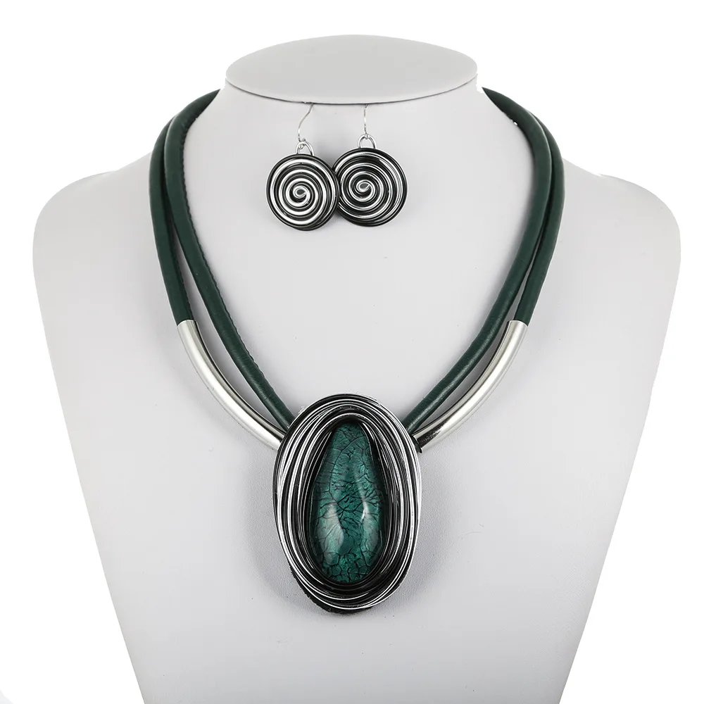 Преувеличенный кулон из смолы ожерелье серьги набор Свадебные Ювелирные наборы
