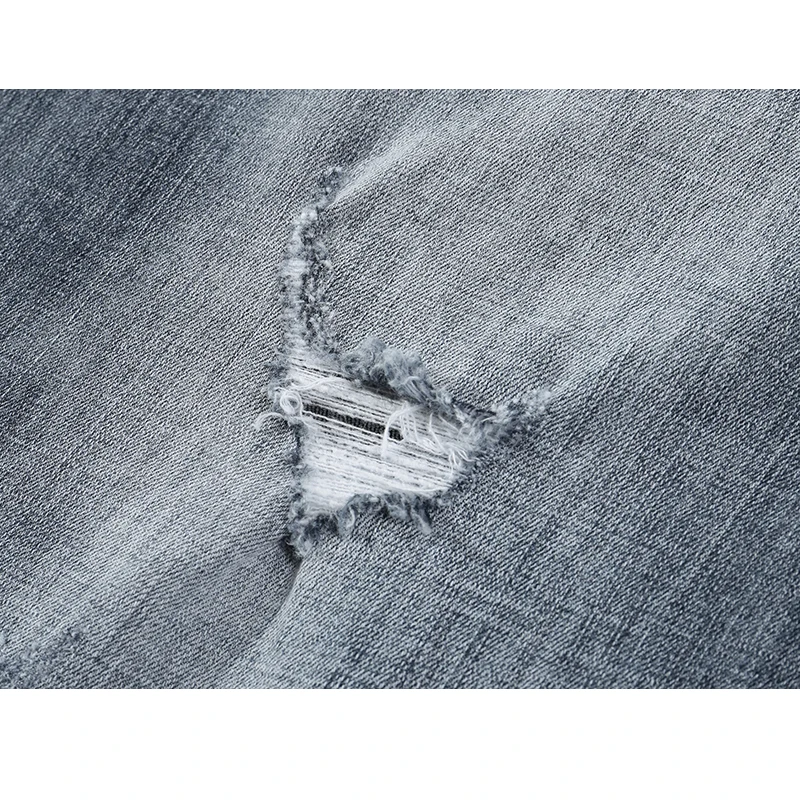 Мужские рваные джинсовые шорты KSTUN серые Эластичные зауженные из денима