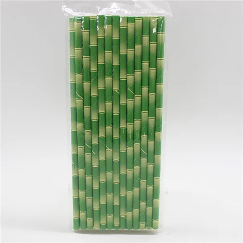 green bamboo 25 шт eco-friendly зеленый бамбук бумажные, с пандой соломинки для дня рождения Свадебная вечеринка Baby Shower украшения событие для питьевой воды - Цвет: green bamboo