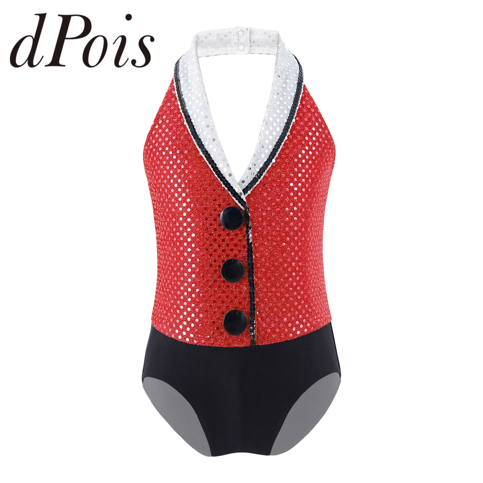 

Sequins Gymnastic Leotard for Girls Kids Halter Sleeveless Ballet Bodysuit Ballet Leotards Ballerina Stage Performance Dancewear
