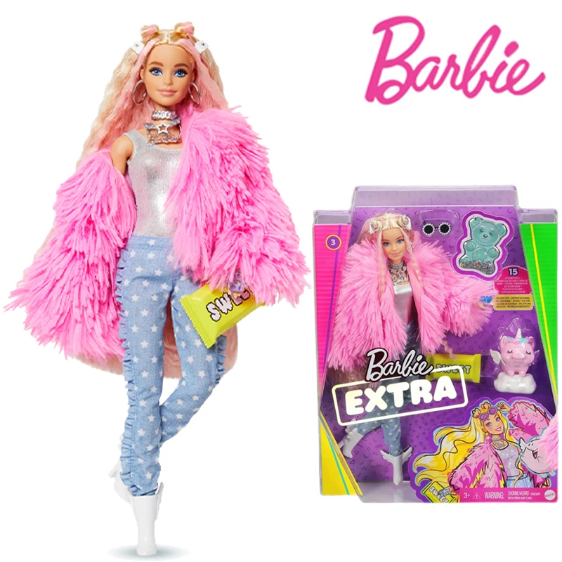 

Barbie GRN28 Extra Pop Extra Long Curved Hair Pop Pink Plunge Jacket Multiple Flexible Adjustments Edition Toys Girls Poison