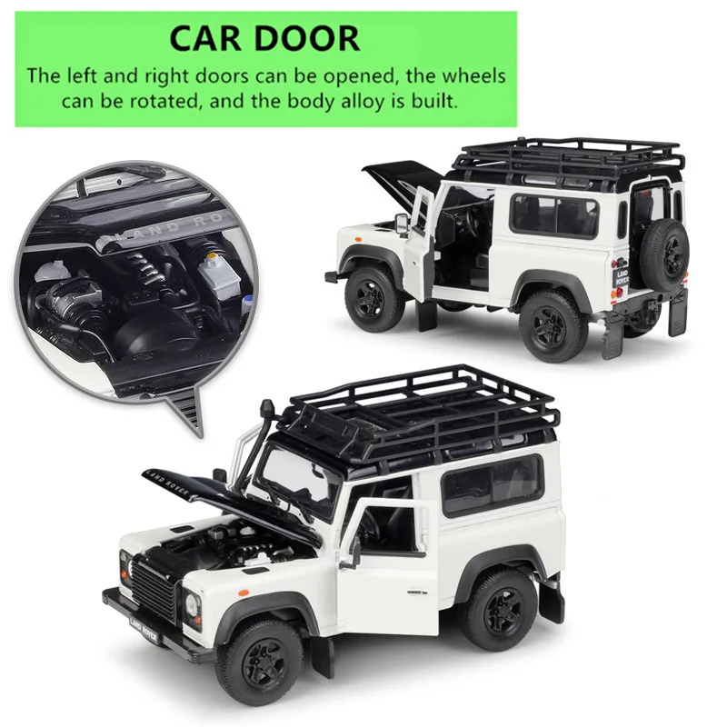 WELLY 1:24 Land Rover Defender Aurora Зеленый Спортивный Автомобиль Моделирование сплава модель