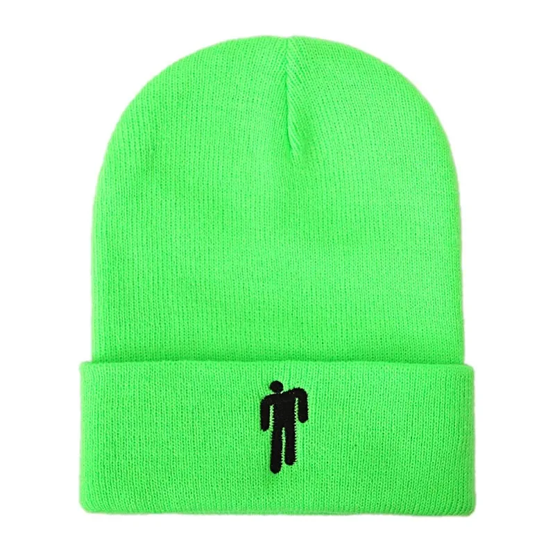 Светло-зеленый Зимняя однотонная вязаная шапка Billie Eilish Beanie, Повседневная Хип-хоп шляпы для мальчиков и девочек, шапка 19 цветная ткань, аксессуары, теплые шапки - Цвет: Светло-зеленый