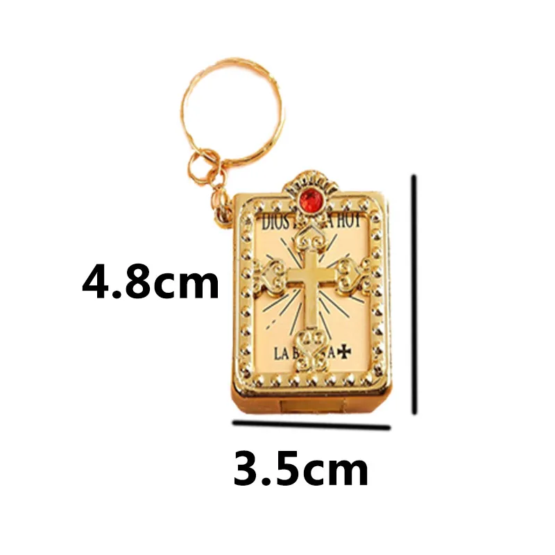 

1pc New Christian Keychains HOLY BIBLE Religious Keyrings Mini Bible English Simulation Decoration Jesus Cross Gift