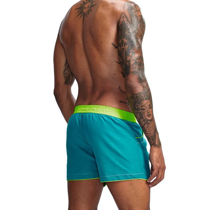 

New 4 color Fluorescence swimwear men quick dry beach shorts surf board briefs sexy swimsuit sunga swim trunks bathing suit 302
