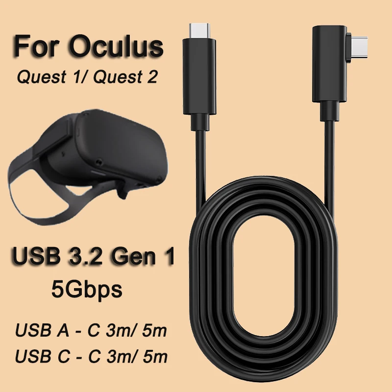 

Link Cable for Oculus Quest 2 USB 3.2 Gen 1 Data Transfer Quick Charge for Oculus Quest 2 Accessories VR Type C 3M 5M Cord
