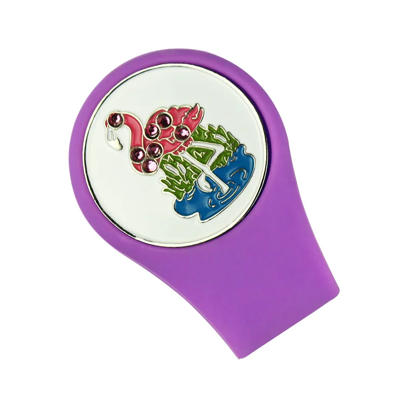 flamingo marker Crystal Golf Ball Marker Наборы клипов для шляп для гольфа 1 шт. Маркер для гольфа и 1 шт. Силиконовые клипсы для гольф-клюшек Лучшие подарки для женщин-гольфистов - Цвет: flamingo marker