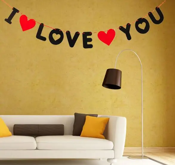 

2set/lot non-woven LOVE Flags Garlands Marriage room decorate Wedding party supplies 3m long
