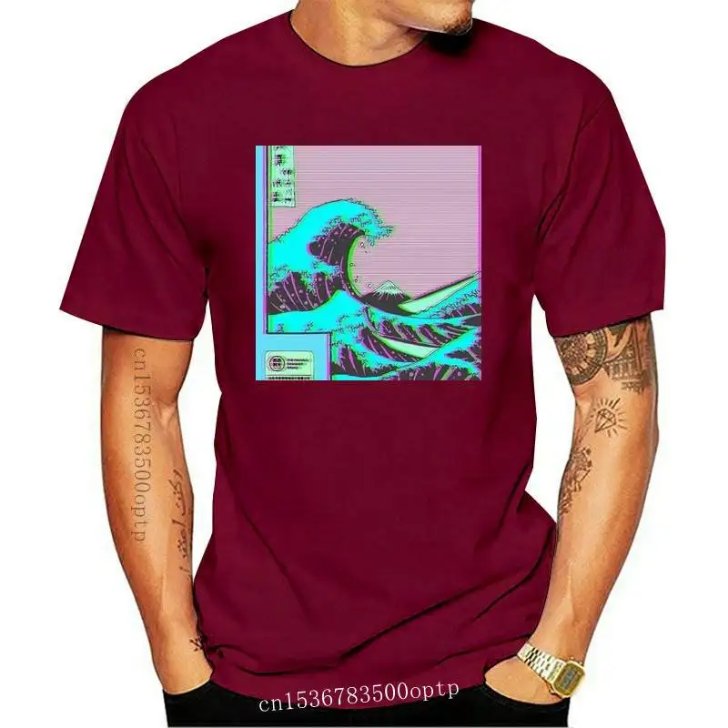

Новинка, летние мужские футболки из 100% хлопка с принтом великая волна от Vaporwave Kanagawa STRING, крутая футболка, хипстерская футболка в стиле рок