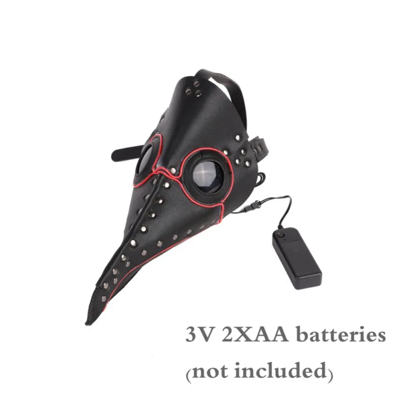 Хэллоуин Светодиодный светящийся маска с клювом чумной Доктор 3 режима EL линия