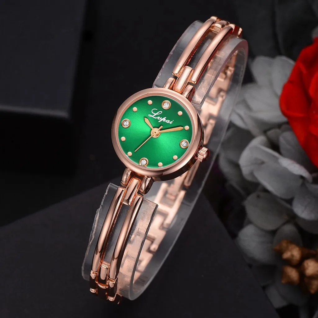 Часы женские кварцевые из нержавеющей стали под розовое золото Роскошные тонкие