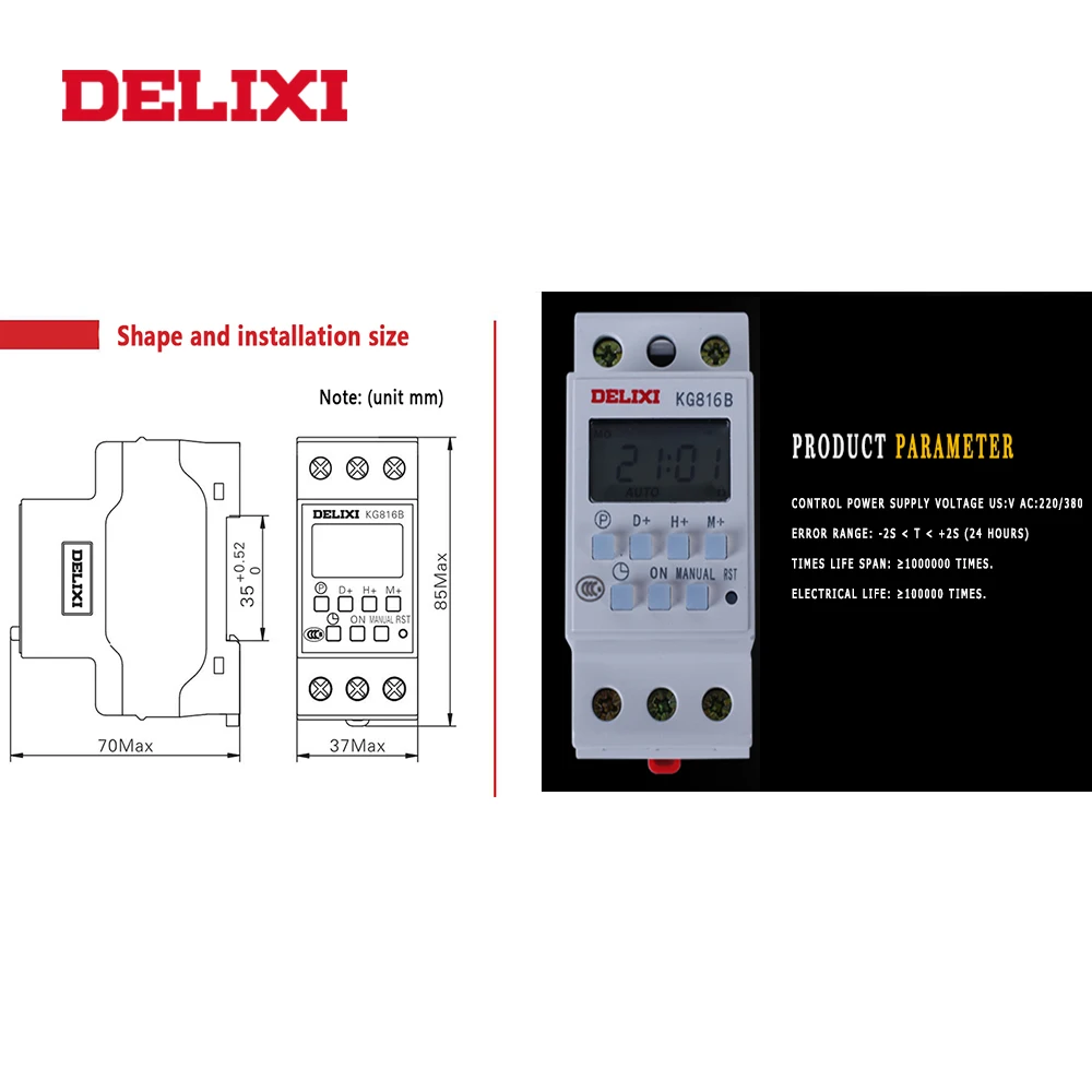 

DELIXI Microcomputer Timer Power switch relay AC 220V Digital LCD Power Display Programmable Timer control with Din Rail Mount