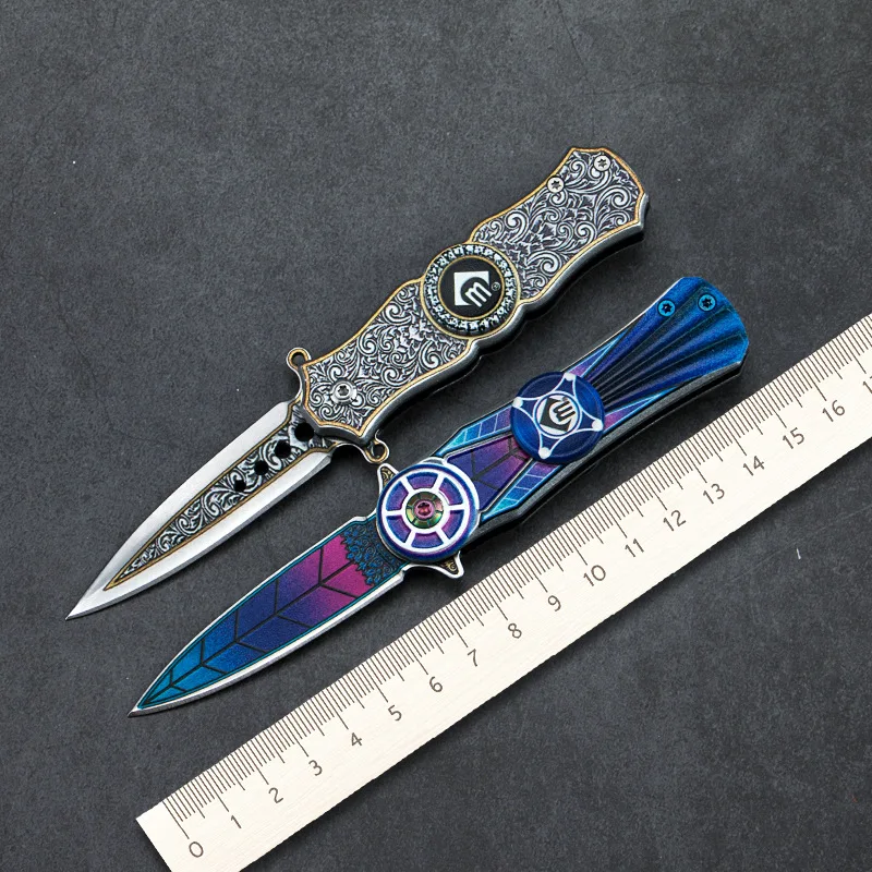 

Fingertip Gyro Pocket Knife Multifunctional EDC Folding Knife Self-defense Weapon Supplies Knife Mini High Hardness Sabre Tool