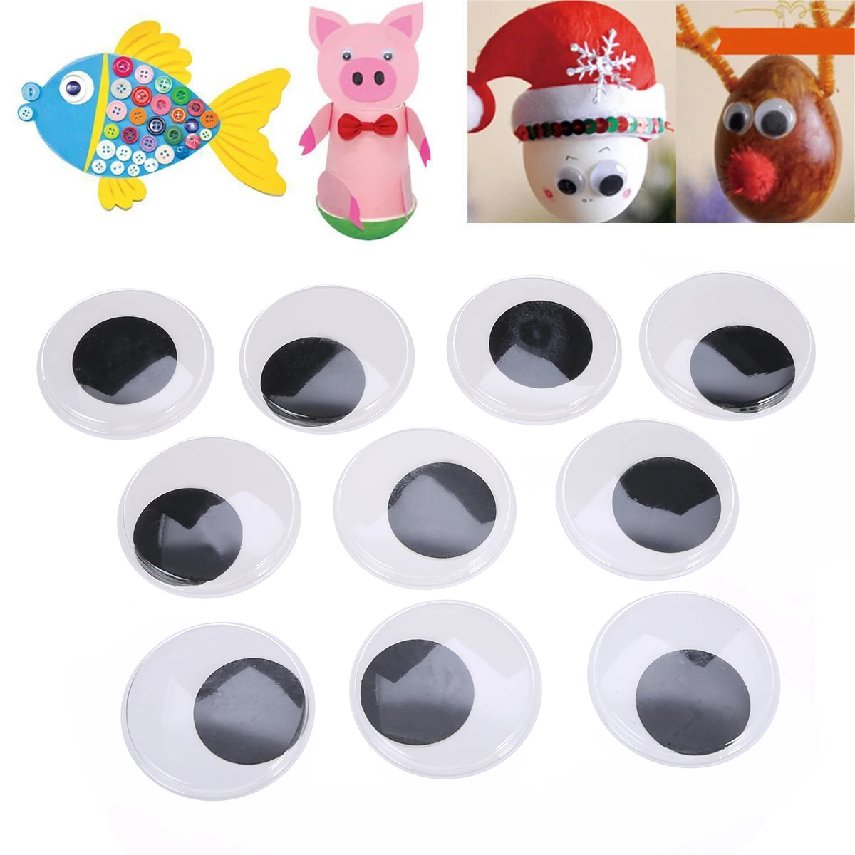

10pcs New 50mm Big Black Fake Wiggle Googly Eyes For DIY Scrapbooking Crafts Doll Accessories Handmade Supplies
