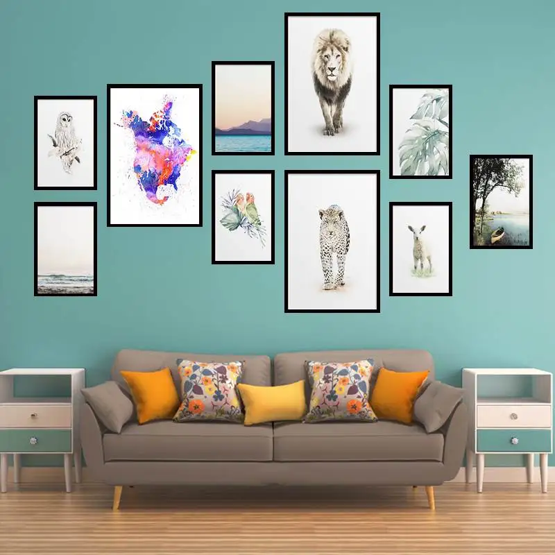 

Lake and Canoe Landscape - Rustic Cabin - Lodge work Canvas Art Poster for Home Decor