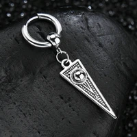 1pc geometric triangle punk silver color stainless steel drop earrings for men women gothic street pop hip hop ear party jewelry