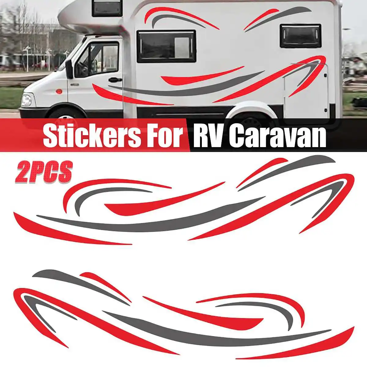 

Creative Two Side Motorhome Vinyl PVC Decals Stripes Graphics Stickers Waterproof Accessories Decals for JDM SUV RV VAN