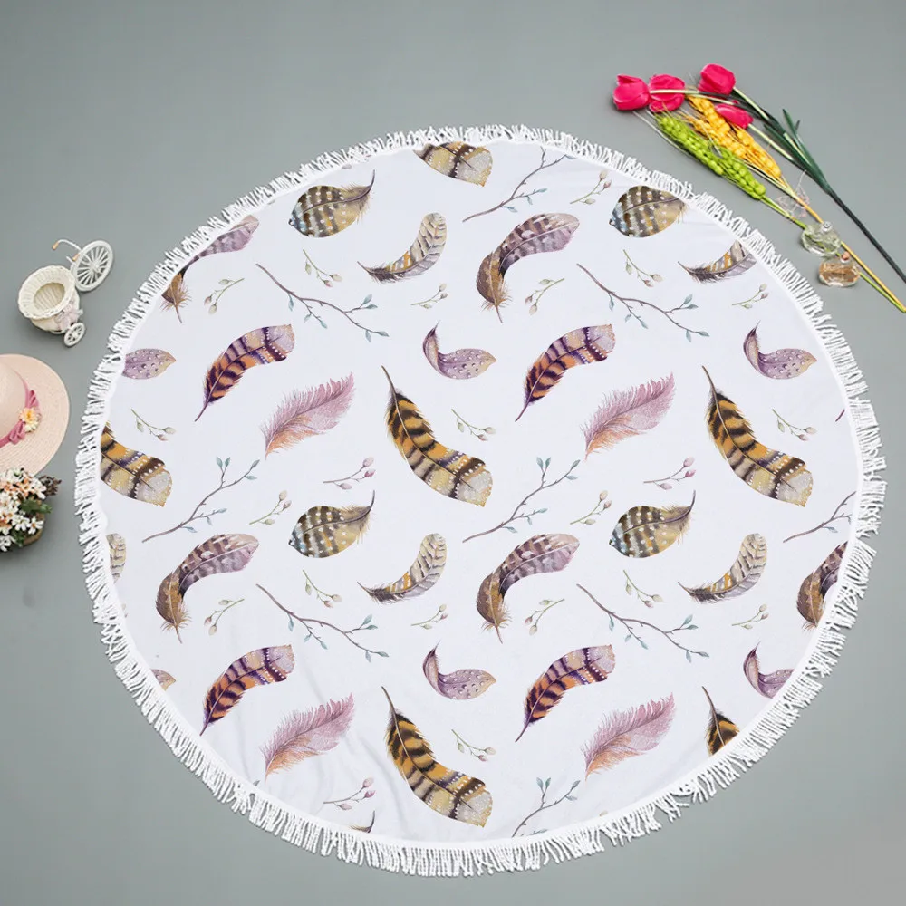 Круглое пляжное полотенце с кисточками 450 г 150 см |