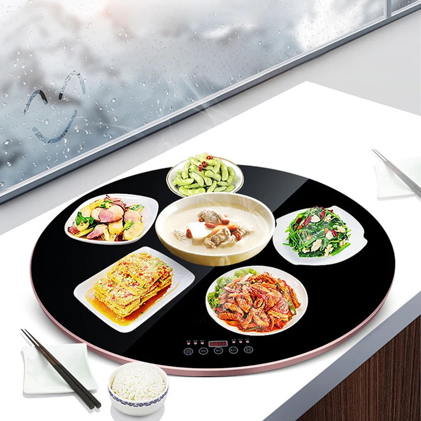 

Rotating Food Insulation Warmer Board 300W Thermostat Electric Hot Plate Quick Defrosting Heat Conducting Plate Touch Screen