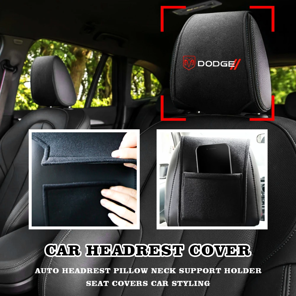 

Car Headrest Cover Protection Pad Universal Interior Accessories For Dodge Journey Ram 1500 Challenger Caliber Nitro Charger