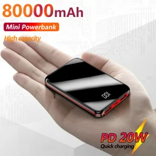 80000mAh Mini Digital Display Power Bank Portable 2 USB Fast Charging External Power Supply Suitable for Xiaomi IPhone Samsung