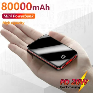 80000mah mini digital display power bank portable 2 usb fast charging external power supply suitable for xiaomi iphone samsung free global shipping