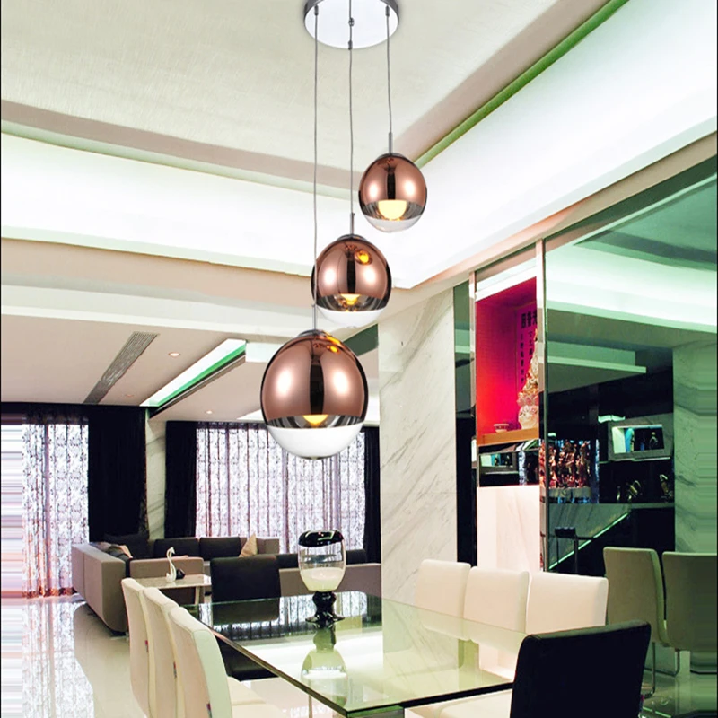 

Modern glass led Pendant Lights Gold Silver Glass Ball Lamps Kitchen Living Room Bedroom lustre Nordic Glass Pendant Lamps