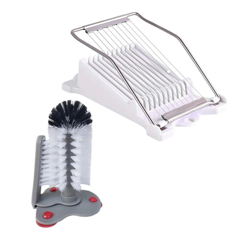 

2 Set Kitchen Accessories: 1 Pcs Slicer ABS And Stainless Steel Wire & 1 Set Double-Headed Glass Cleaner Sink Cup Brush