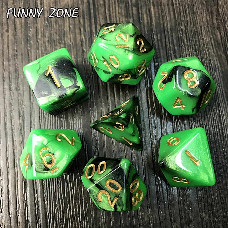 Высокое качество 7 шт. набор двухцветных игральных костей эффект туманности