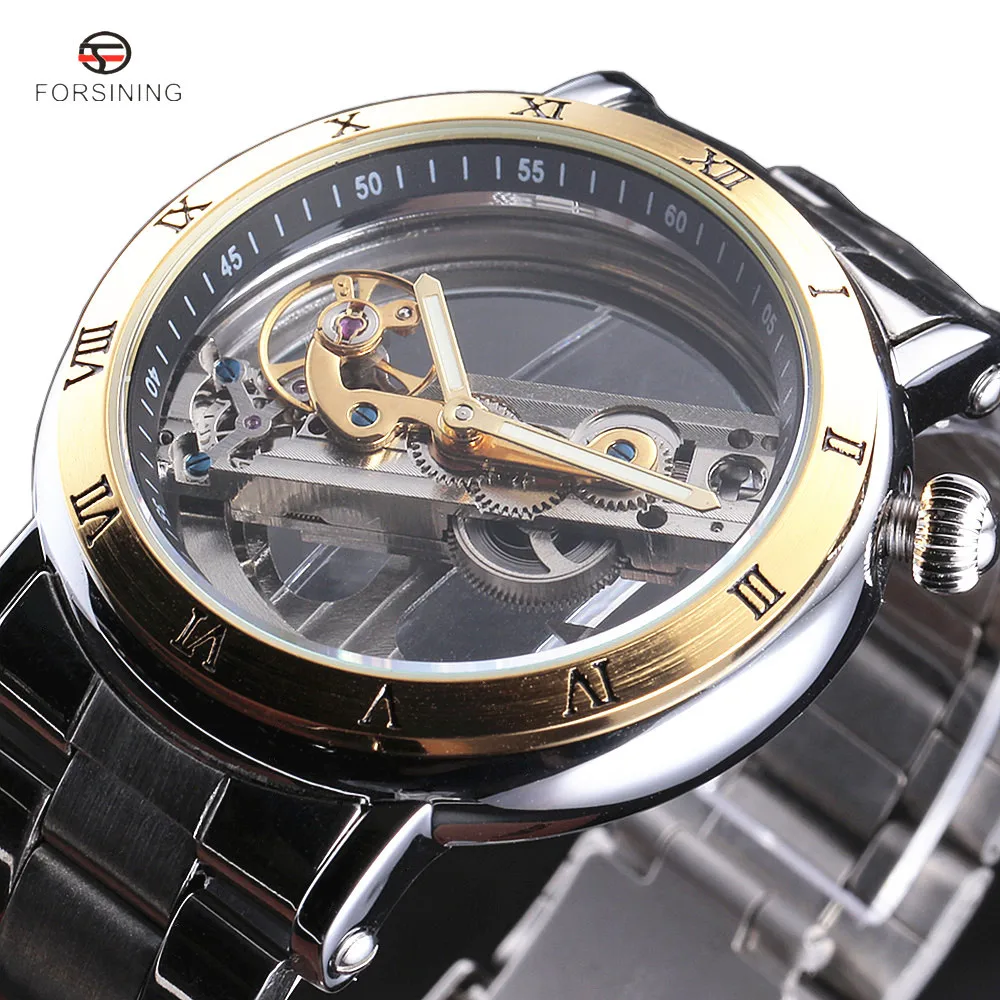 Часы наручные FORSINING Мужские механические брендовые Роскошные автоматические с