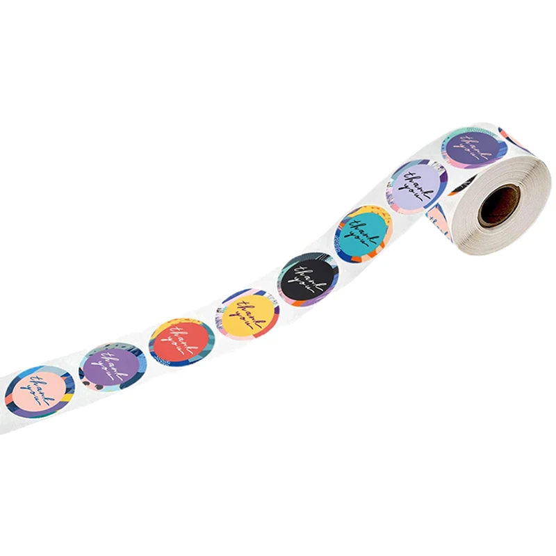 High Quality Stickers With Patterns 500 stickers/roll Colorful Thank You Taste Order Wedding Envelope Seals Diy Gifts |
