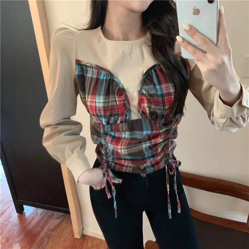 Moda feminina рубашки с длинным рукавом на завязках две блузы mujer de moda блузки женские