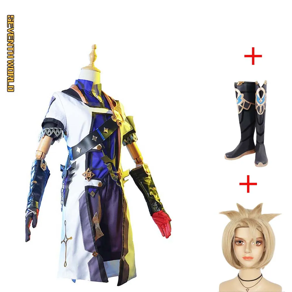 

Костюм Аниме Genshin Impact, костюм альбедо для косплея на Хэллоуин-вечеринку, одежда для игры, парик, обувь, куртка, костюм, горячая распродажа, оде...