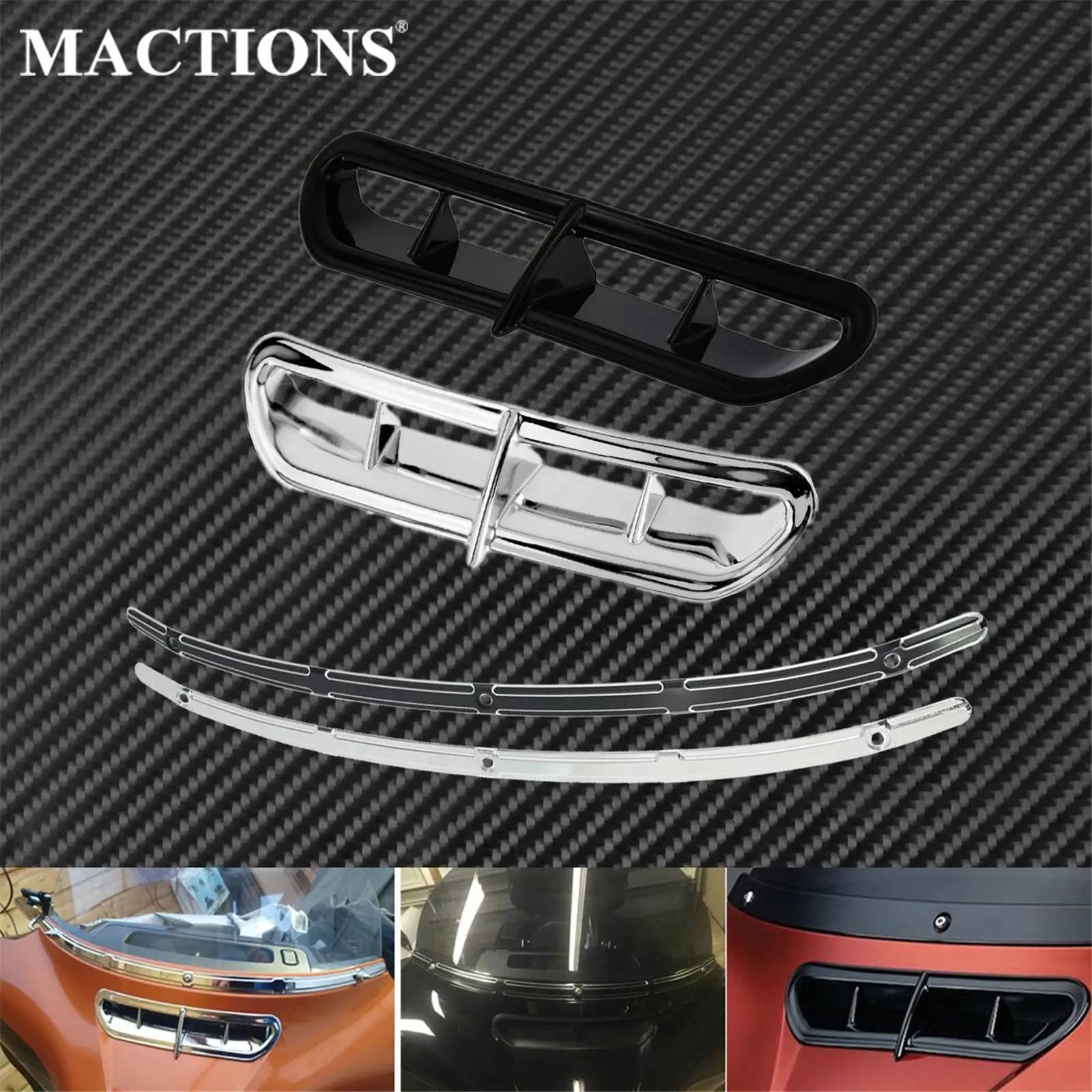 

Мотоцикл передний обтекатель Vent Accent Cover & CNC лобовое стекло Отделка черный/хром для Harley Touring 14-Up Street Glide
