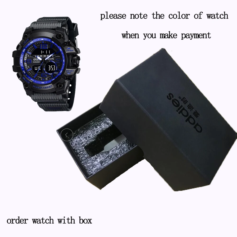 BLUE-with box Адди мужские часы G стиль мужские спортивные часы светящиеся часы мужские спортивные водонепроницаемые 30 метров Водонепроницаемость - Цвет: BLUE-with box