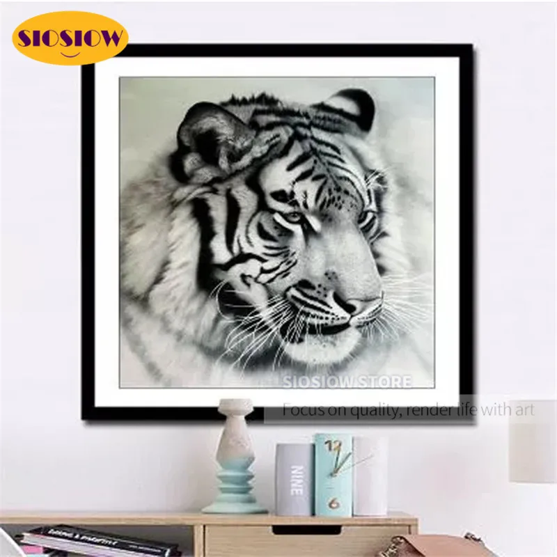 5D алмазная живопись сделай сам голова тигра животные полный квадрат Круглый