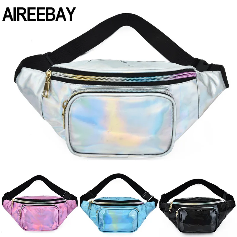 Поясная голографическая сумка AIREEBAY для женщин забавная Серебристая Женская