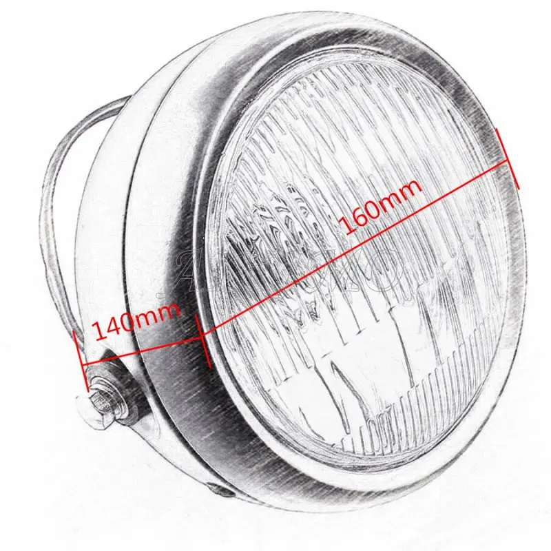 Мотоциклетная металлическая передняя фара в стиле ретро 12 В с сияющим желтым