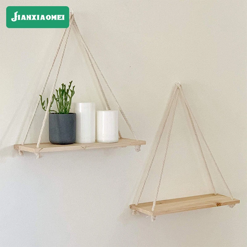 

Деревянная веревка, качели, настенные Подвесные Растения, цветочный горшок, монтируемые плавающие настенные полки, скандинавский Декор для...