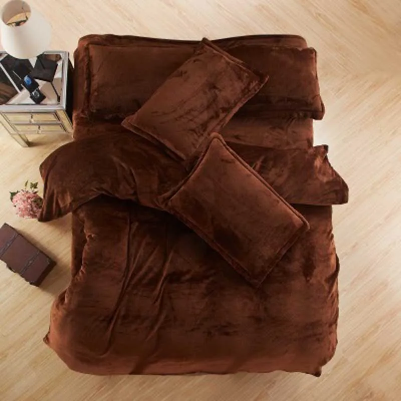

2021 Autumn And Winter Warm Flannel Bedding Sets Fleece Duvet Cover Fitted Sheet Bed Cloth King Queen Twin Size