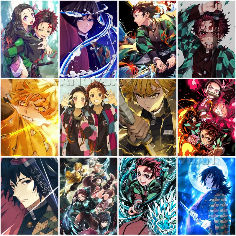 

Japanese Anime Diamond Paimting Demon Slayer Movie 5D Diy Full Square Round Drill Diamond Embroidery Mosaic Cross Stitch Kits