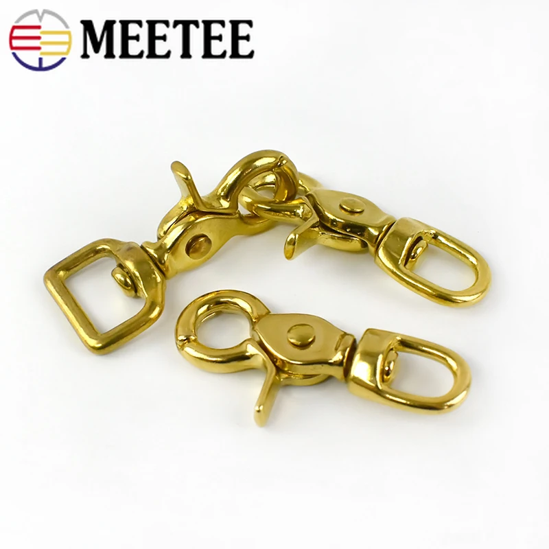 Meetee 2pcs 14-38mm Pure Brass Buckles Metal Dog Collar Hook Clips DIY Luggage Straps Hang Buckle Sewing Accessories BD271 | Дом и сад
