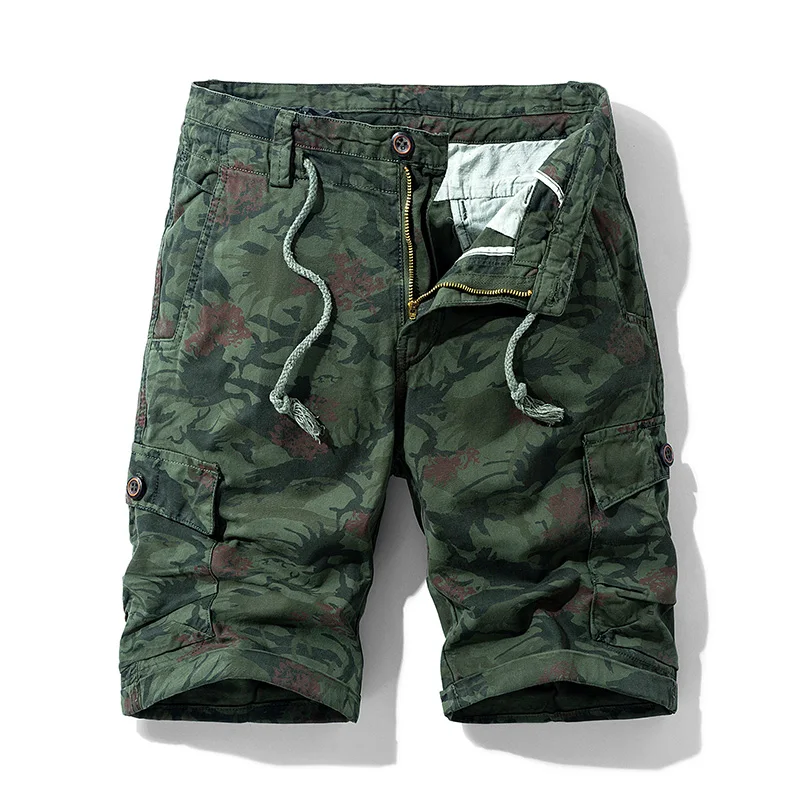 

2021 Summer New High Quality Men's Baggy Cargo Shorts Male Casual camouflage Fashion Short Pants Loose knee lenght Trousers