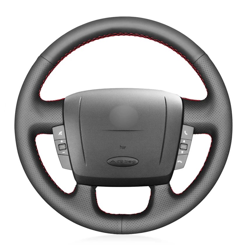 Черного цвета из искусственной кожи DIY чехол рулевого колеса автомобиля для Fiat