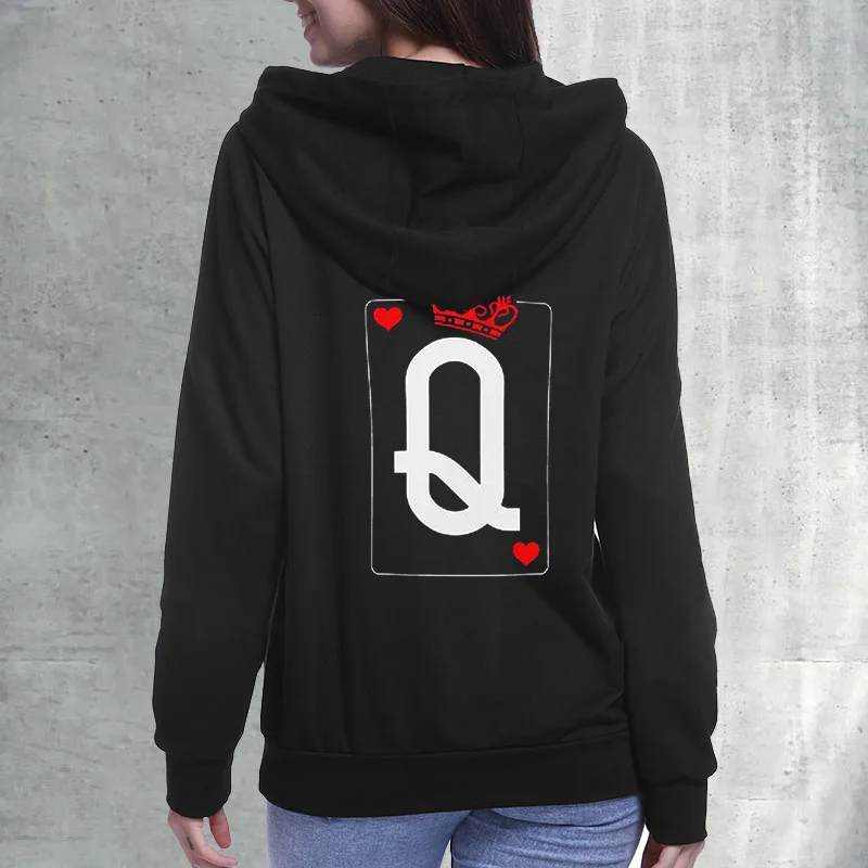 QUEEN KING Poker толстовки для пар осень зима для женщин мужчин хараджуку свитшот с капюшоном женский длинный рукав повседневные Пуловеры Топы