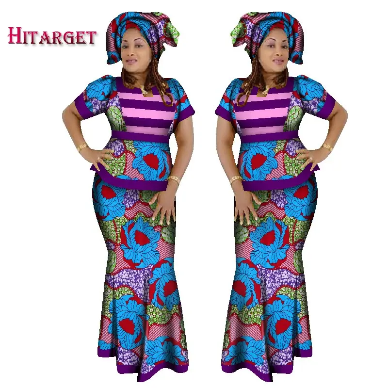 2020 Hitarget африканские женщины 2 шт. комплект Дашики хлопок печать воск комплект: