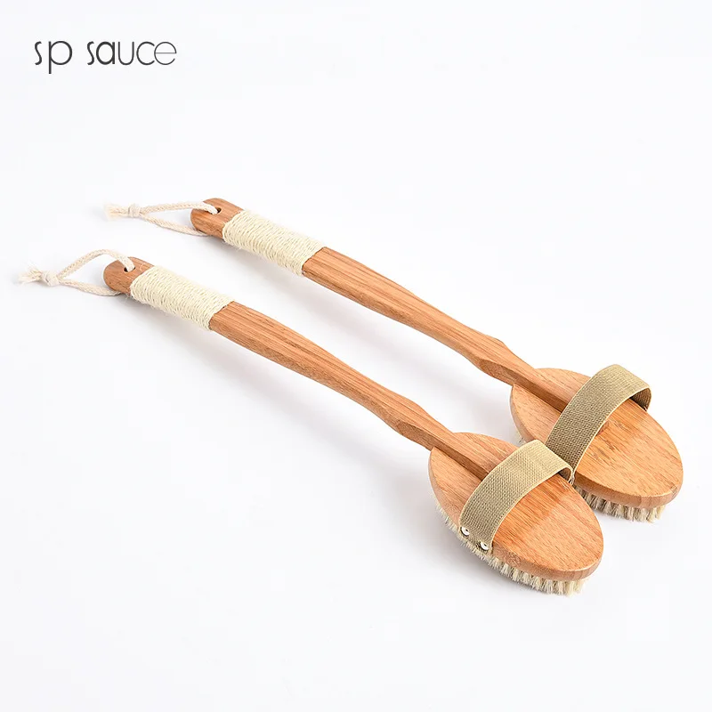 

Japan Detachable Natural Bristle Bath Brush Exfoliating Wooden Body Massage Shower Brush SPA Woman Man Skin Care Dry Body Brush